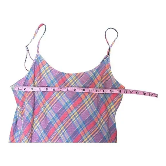 NWT J Crew Gwyneth Linen Slip Dress in Sunset Pink Plaid Adjustable Strap  Sz 12 - threedaughtersproperties.com